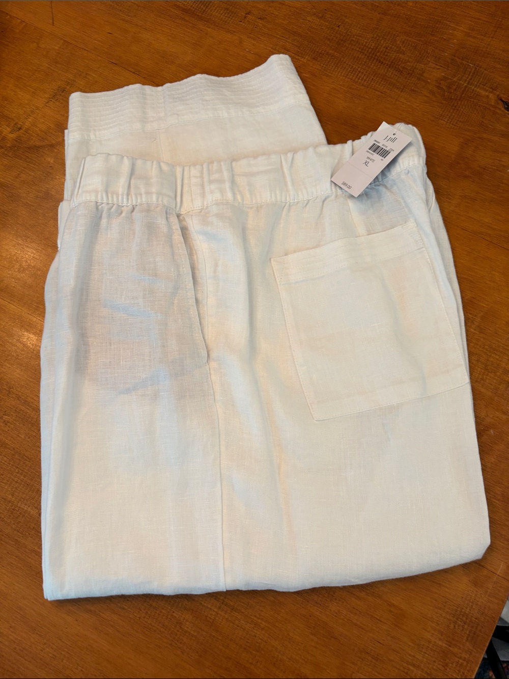 J. Jill White Elastic Waist Linen Pants